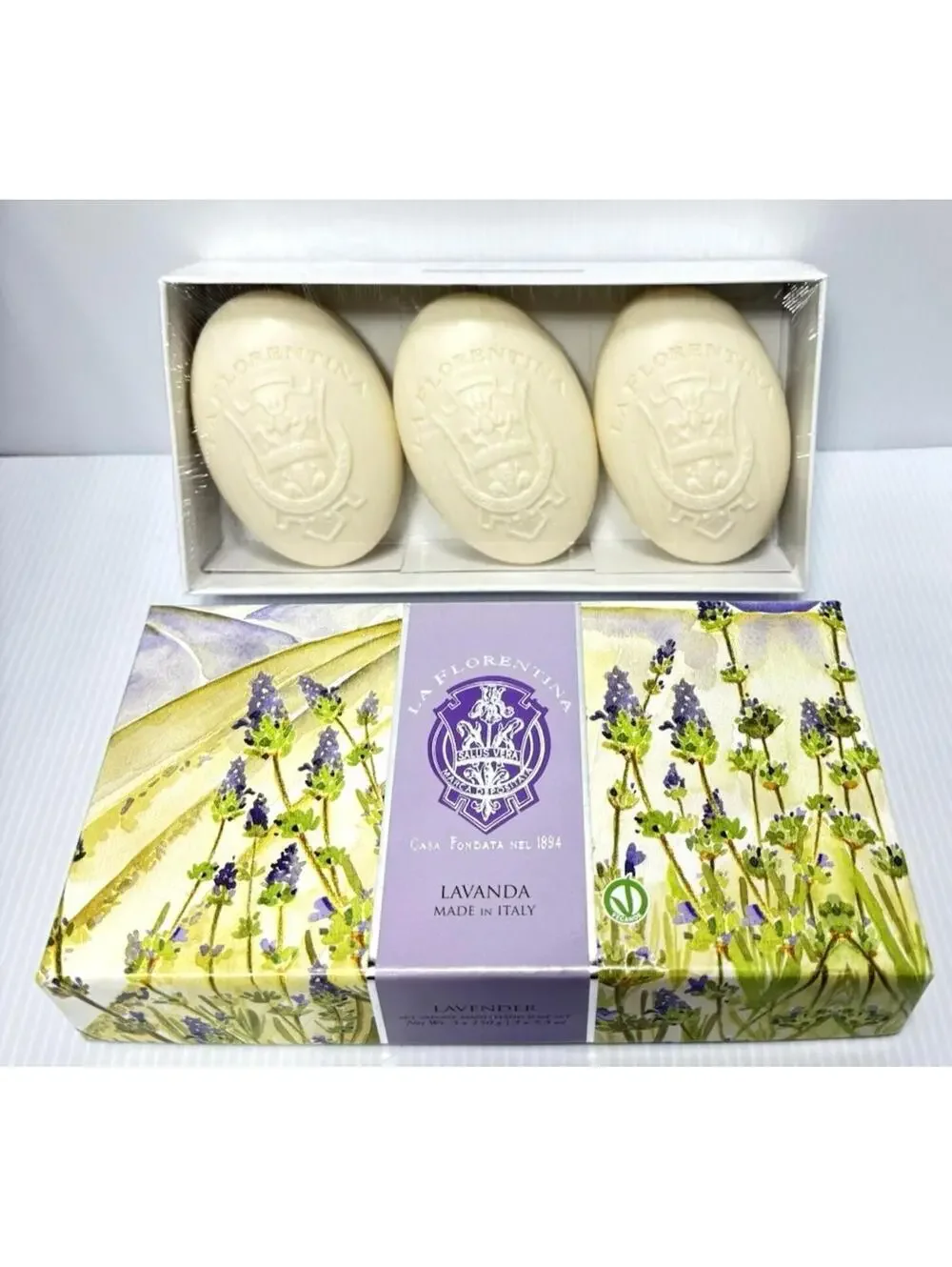 La Florentina Lavender Soap 3x150g Bars Made in Italy Olive Oil Enriched NEW